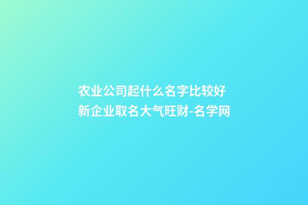 农业公司起什么名字比较好 新企业取名大气旺财-名学网